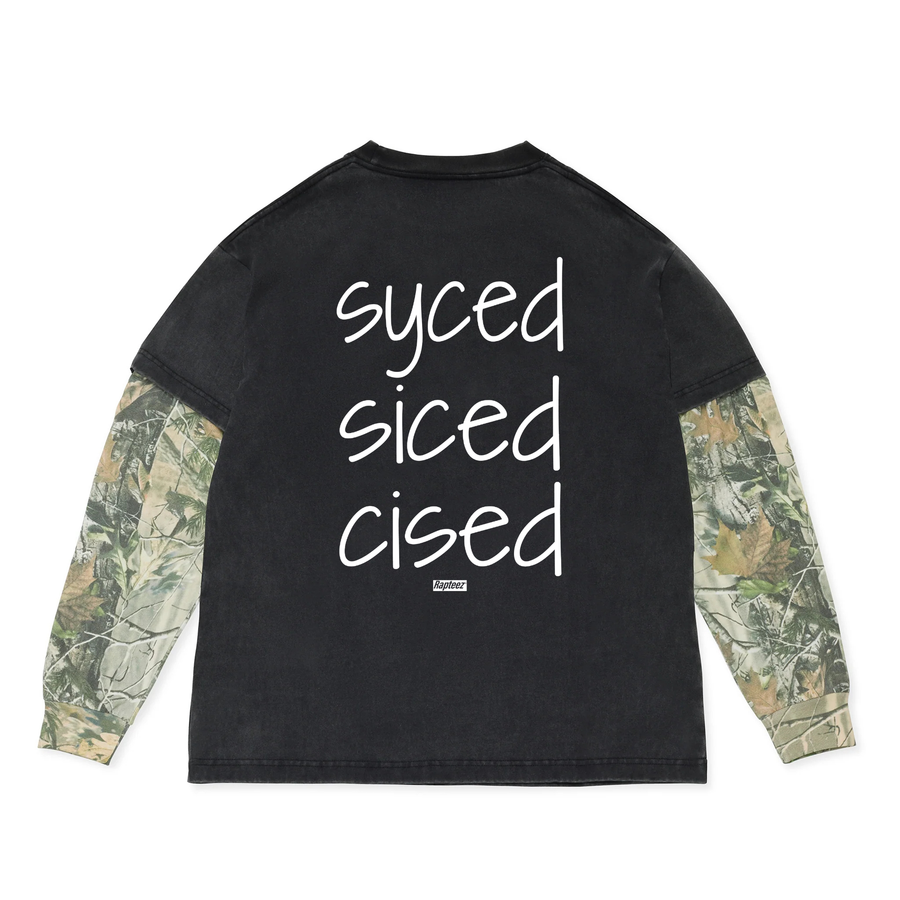 Syced Siced Cised Heavyweight Camo L/S Tee | Black