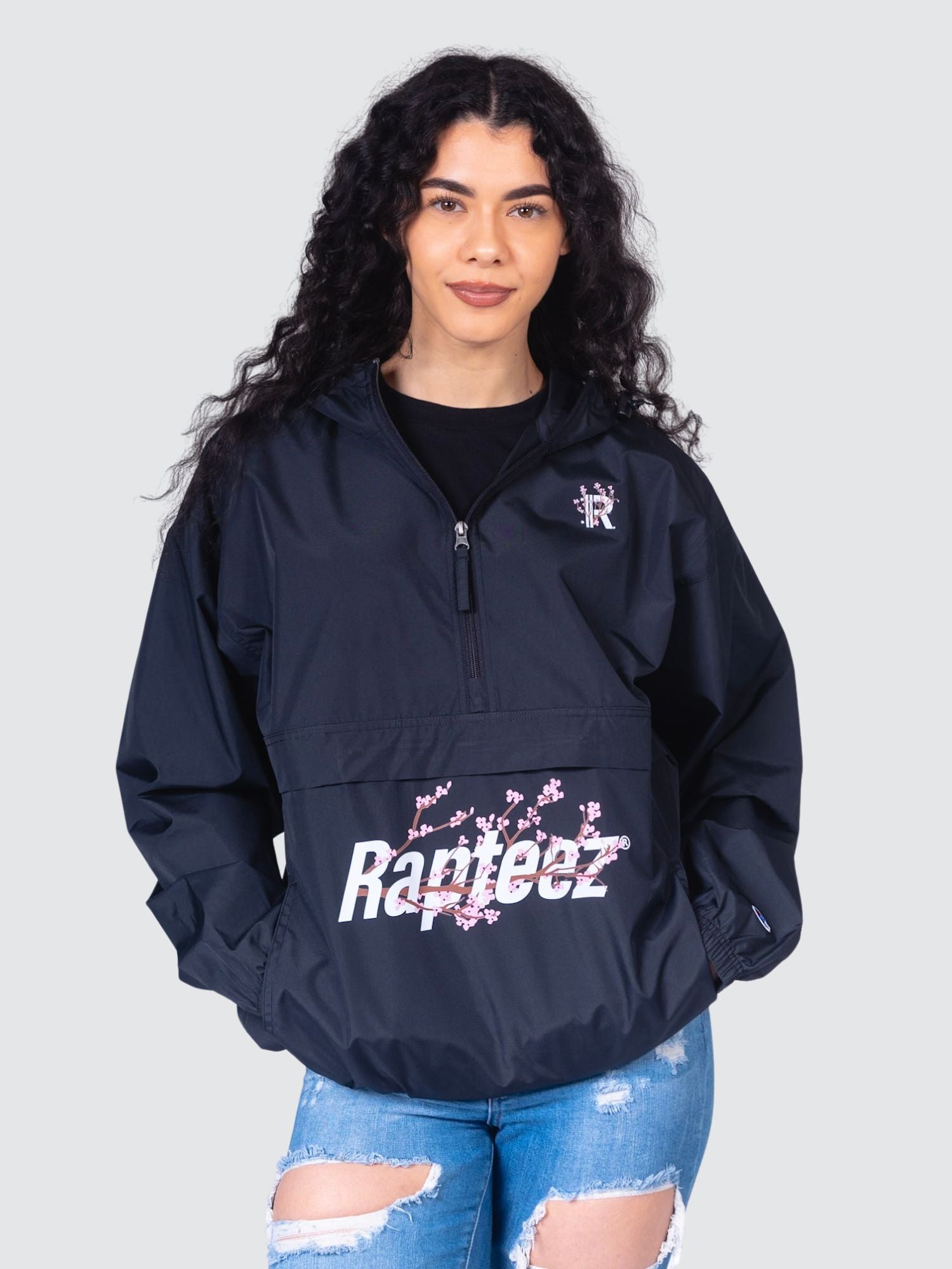 Rapteez® Cherry Blossom Logo Champion® Anorak Jacket | Black