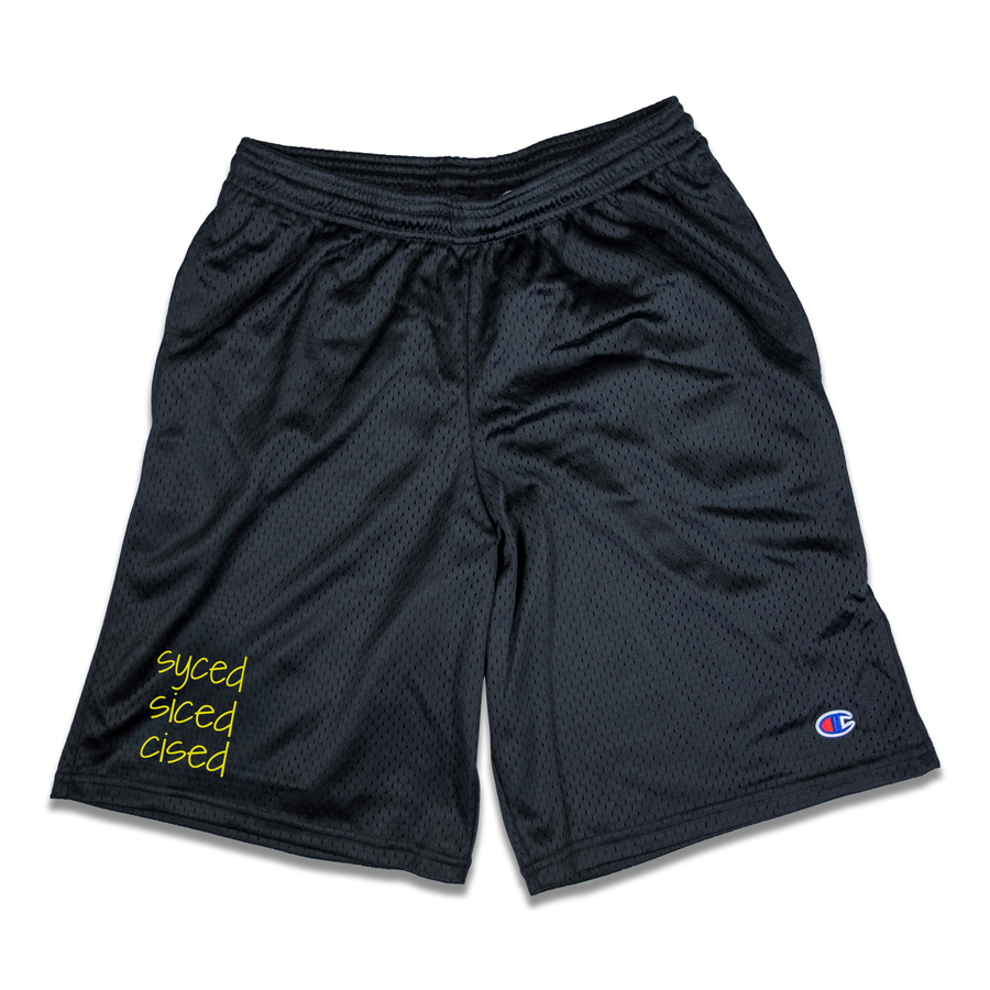 Syced Siced Cised Champion® Mesh Shorts | Black