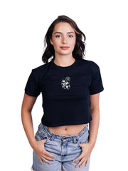 Panda Crop Tee | Black