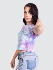 Syced Siced Cised Tie-Dye Crop Tee | Cotton Candy