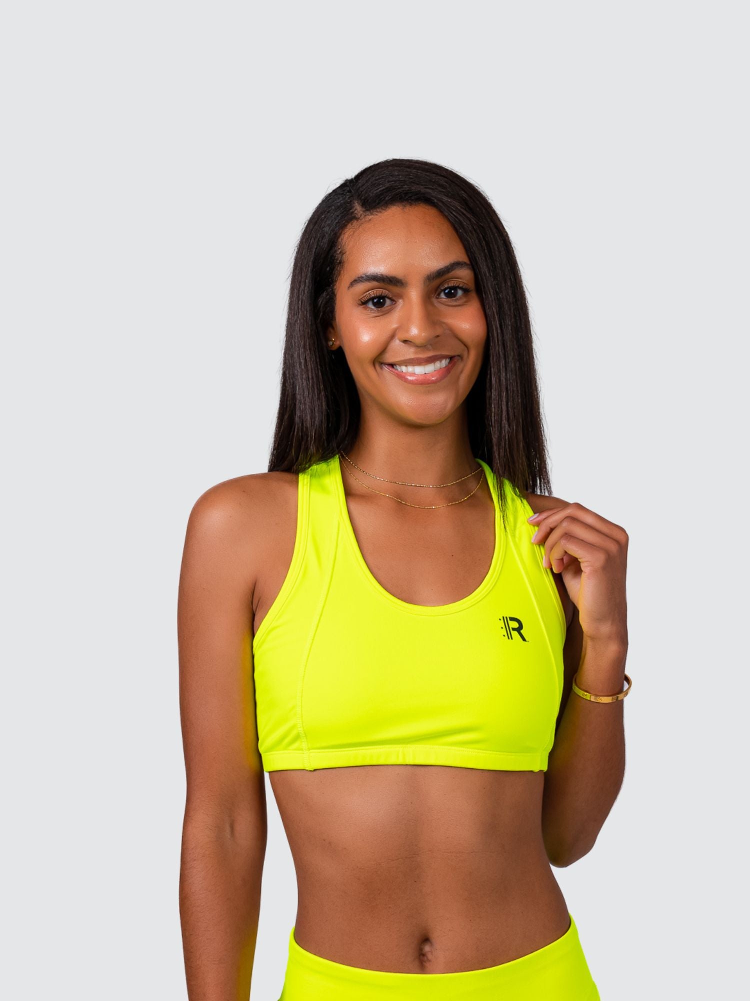 Neon Yellow Sports Bra with Ribbon Band Isolated on White Background Stock  Image - Image of bright, background: 99934493